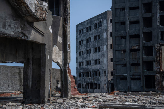 Concrete rubble on Hashima Island