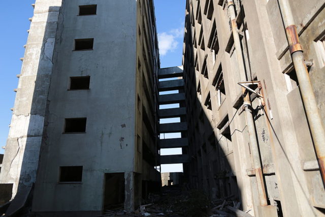 Bridges connecting two concrete buildings