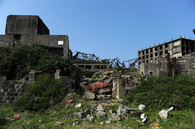 Grassy area on Hashima Island