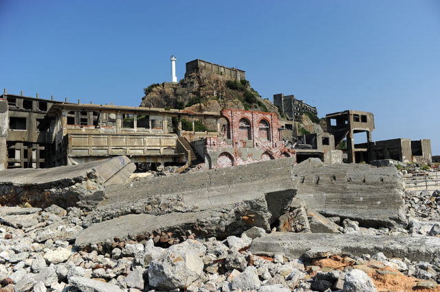 Concrete rubble on Hashima Island