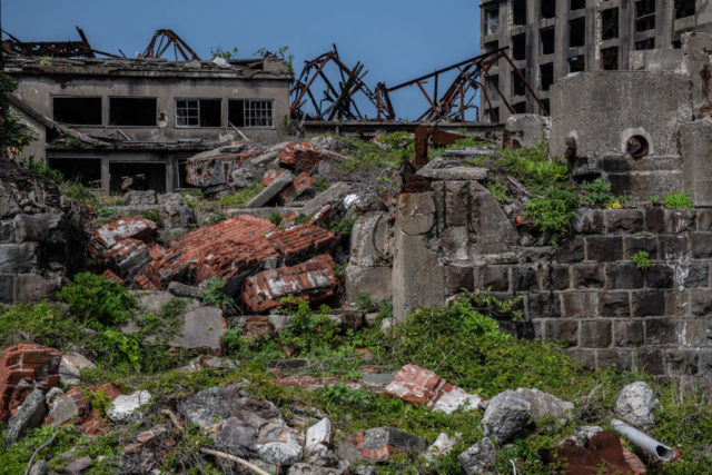 Concrete rubble on Hashima Island