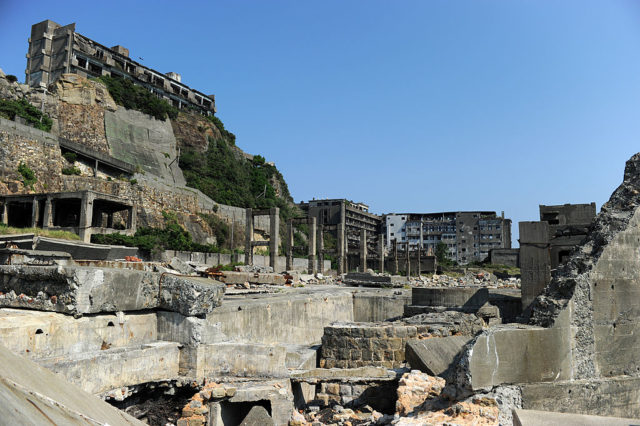 Concrete rubble on Hashima Island