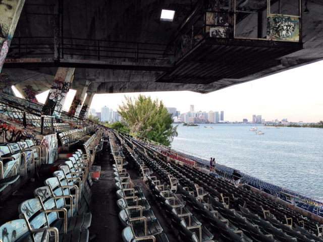 Miami Marine Stadium with Miami in the background 