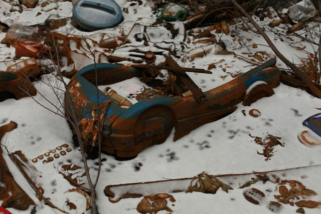 Toy car in the snow