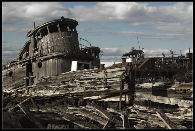 Rotting wooden ship