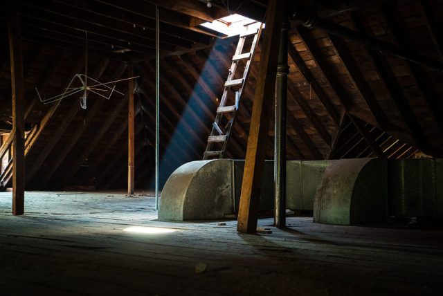 Attic with the skylight open