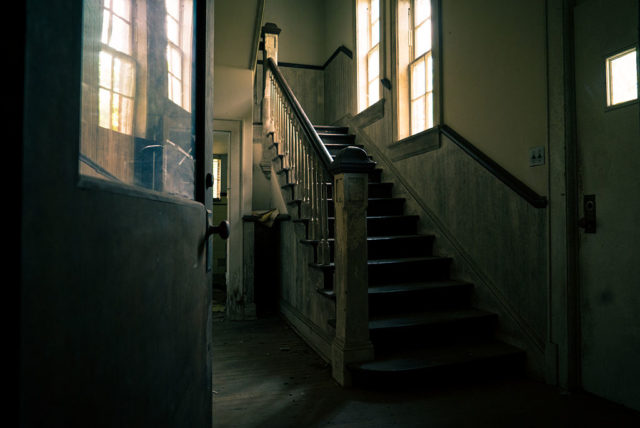 Darkened staircase at Stonewall Jackson Youth Development Center