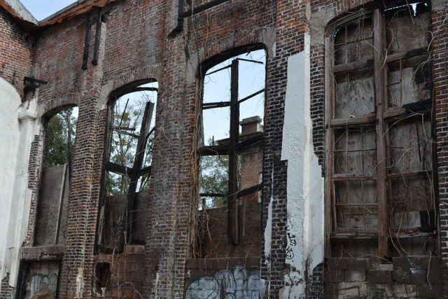 Broken windows at Annie Lytle School 