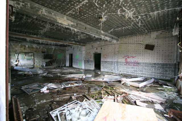 Debris-filled room