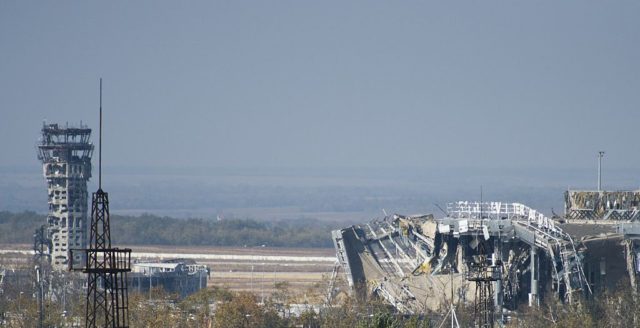 View of the ruins of Donetsk International Airport