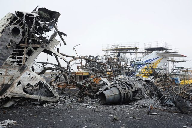 Remains of a destroyed airplane