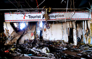 Area covered in rubble and debris