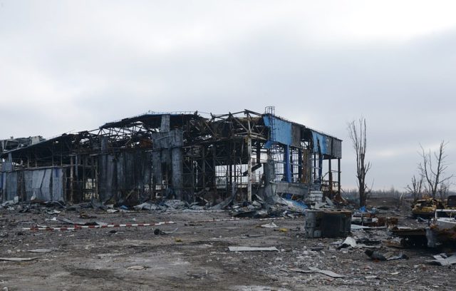 Remains of the terminal at Donetsk International Airport