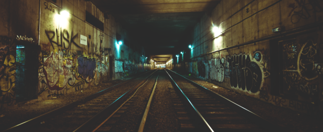 View of the tracks down the Freedom Tunnel