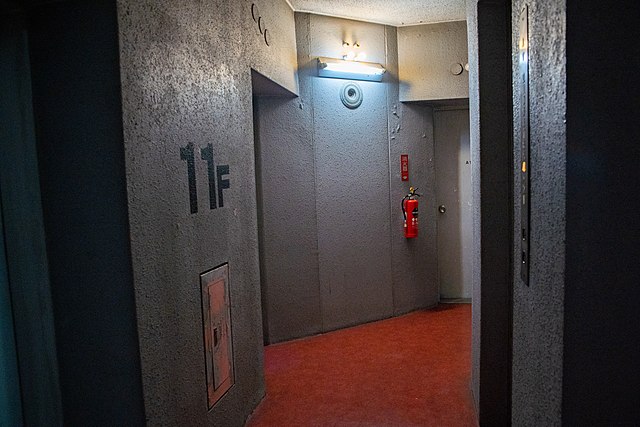 Hallway in the Nakagin Capsule Tower