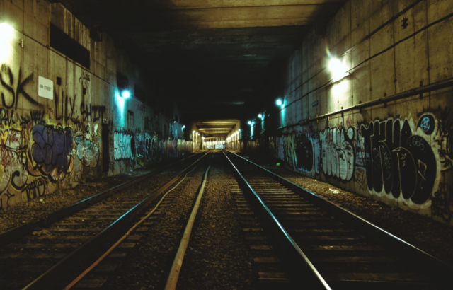 View of the tracks down the Freedom Tunnel