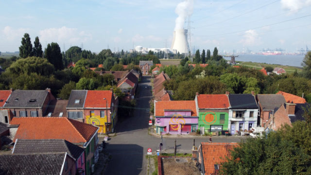 Aerial view of Doel and the Doel Nuclear Power Station