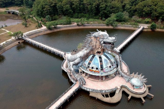 Aerial view of the Hồ Thuỷ Tiên aquarium