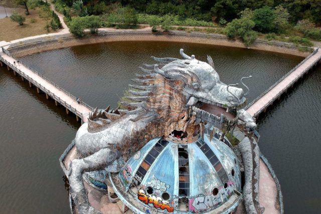 Aerial view of the Hồ Thuỷ Tiên aquarium