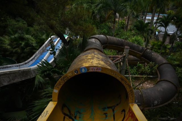 View from the top of a covered waterslide