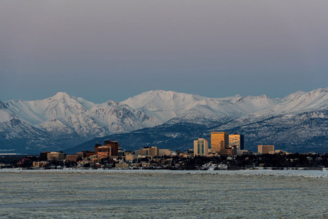 View of Anchorage, Alaska from across the water