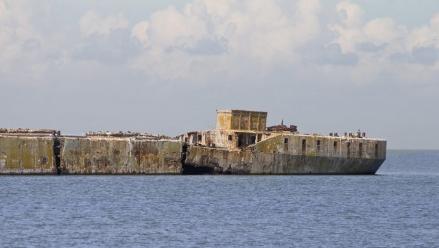 Concrete ship near the mouth of the Chesapeake Bay