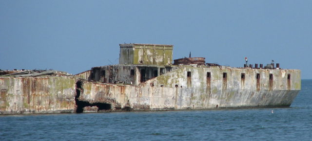 Close-up of a concrete ship