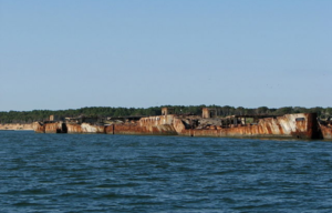 Concrete ship in the water