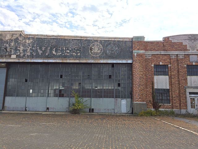 Exterior of a hangar at Floyd Bennett Field