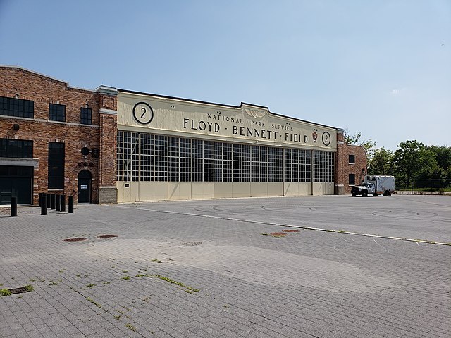Exterior of a hangar at Floyd Bennett Field