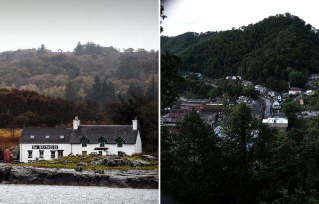 House on the coast of the Isle of Ulva + Aerial view of Welch, West Virginia