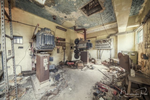 A projection room in ruins