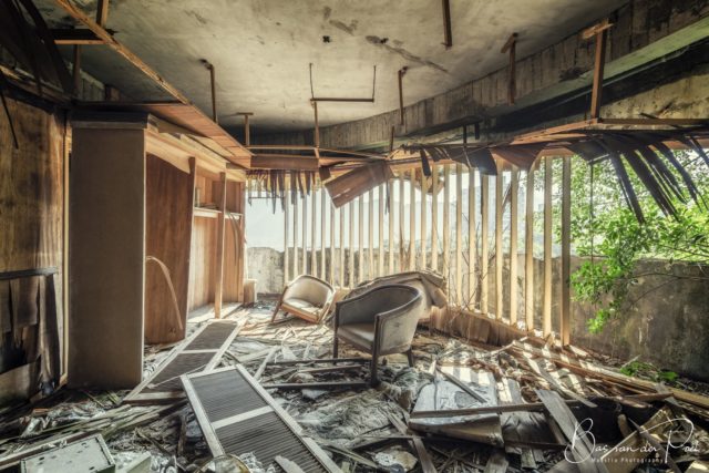 A room littered with debris.