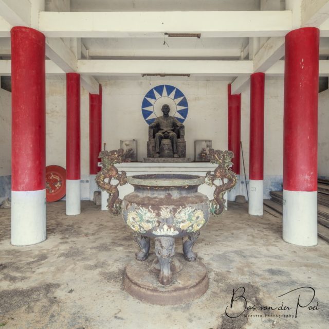 A statue of Chiang Kai-Shek inside a temple dedicated to him