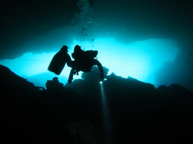 Scuba diver surfaces