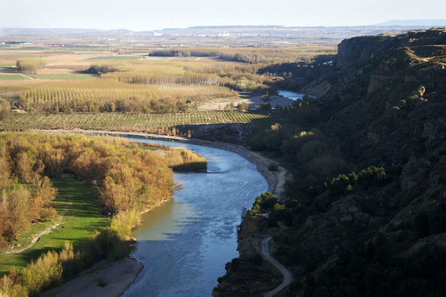 Overhead view of the Aragón River