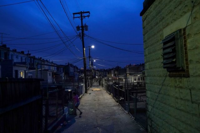 Dark alley in Baltimore, Maryland