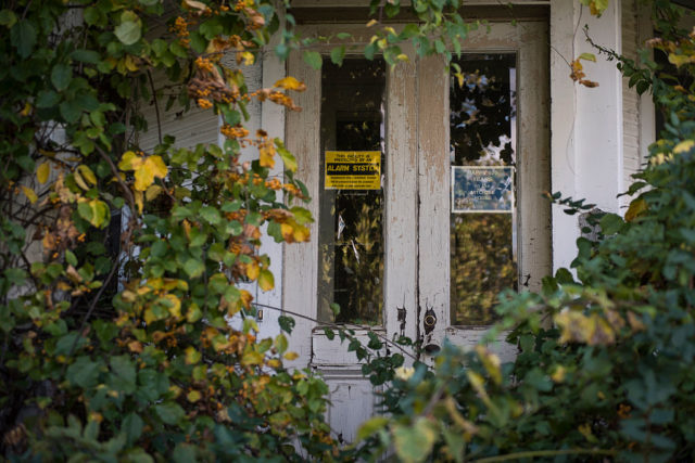 Front door of an abandoned house