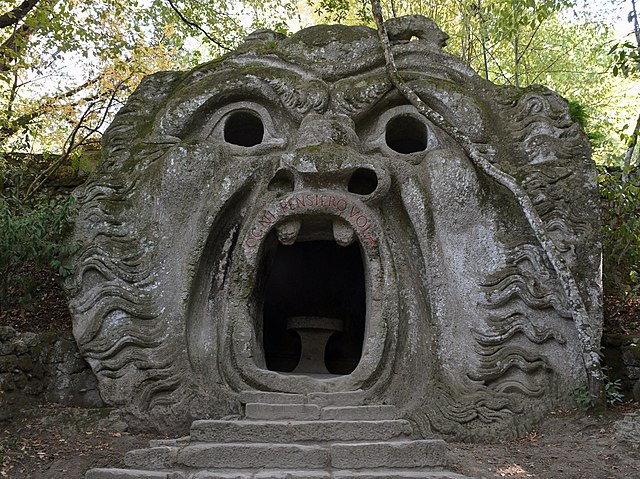 Sculpture of Orcus with a message inscribed on his lips