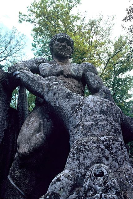 Close-up of a sculpture at the Gardens of Bomarzo