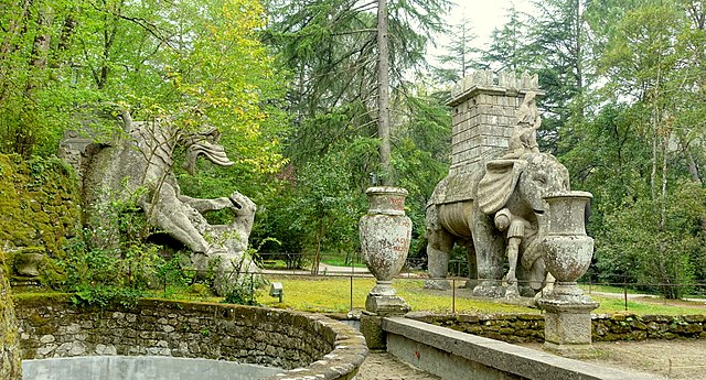 Sculptures of a dragon and Hannibal's elephant
