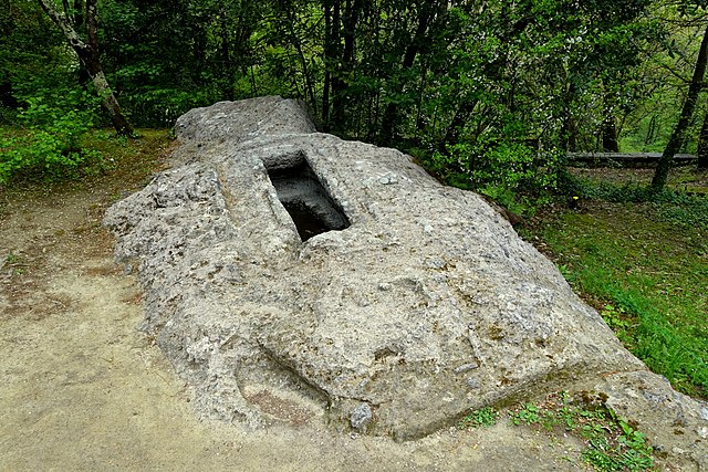 Stone with a rectangular hole cut into it