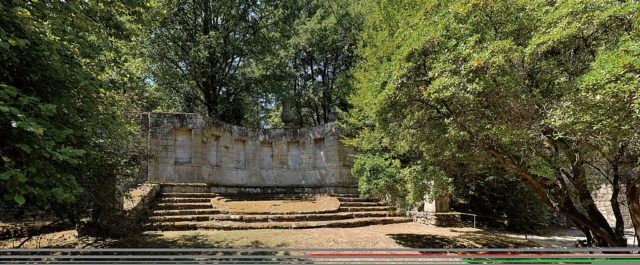 Crumbling remains of a theater at the Gardens of Bomarzo