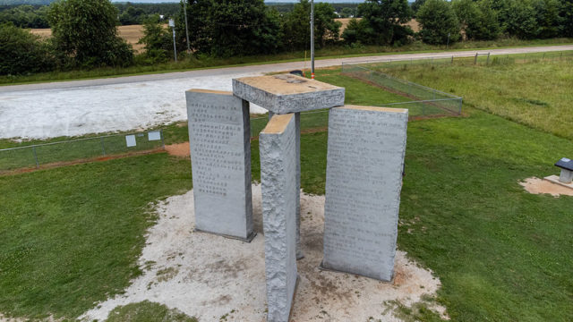 Aerial view of the Georgia Guidestones