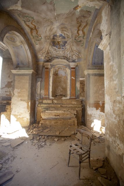 Interior of the church in Craco, Italy