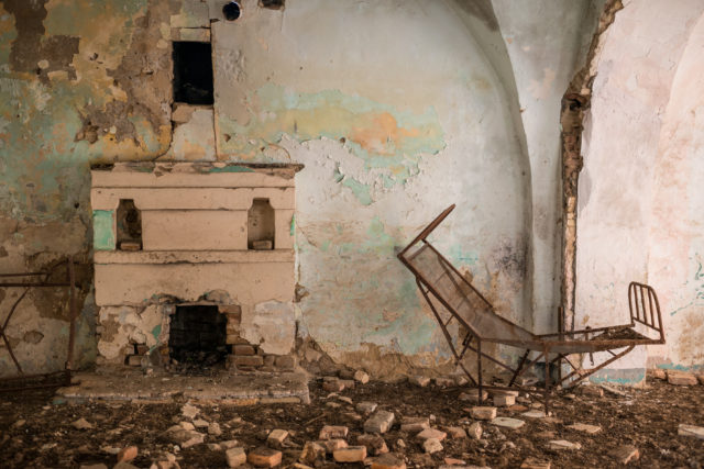 Inside an abandoned home in Craco, Italy