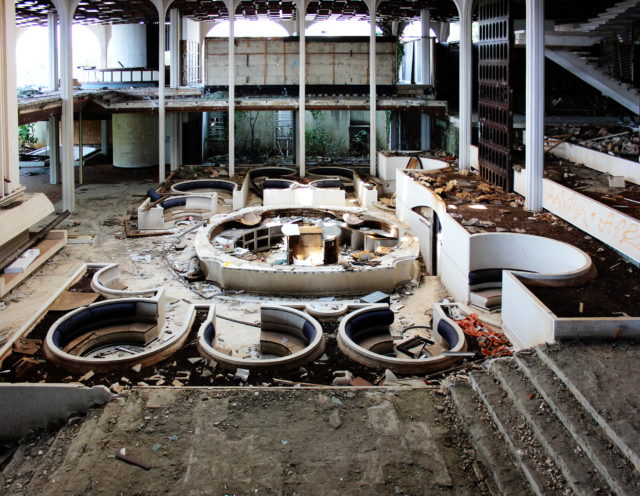 Abandoned hotel hall