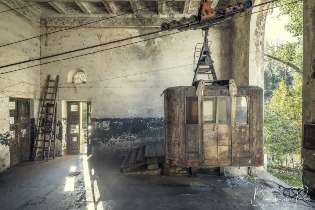 Cable car within a garage in Abkhazia