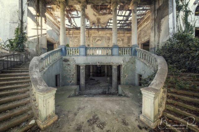 Two staircases on the exterior of a building in Abkhazia