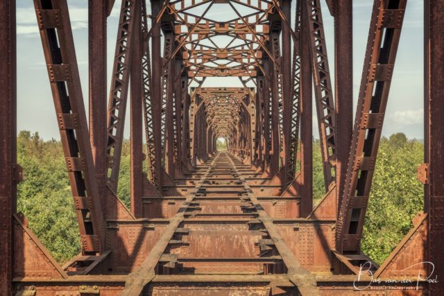 Rusty railroad bridge in Abkhazia